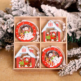 12/9Pcs Christmas Wooden Pendant Snowflake Xmas Tree Hanging Ornaments Christmas Decorations for Home Navidad Gift New Year 2023
