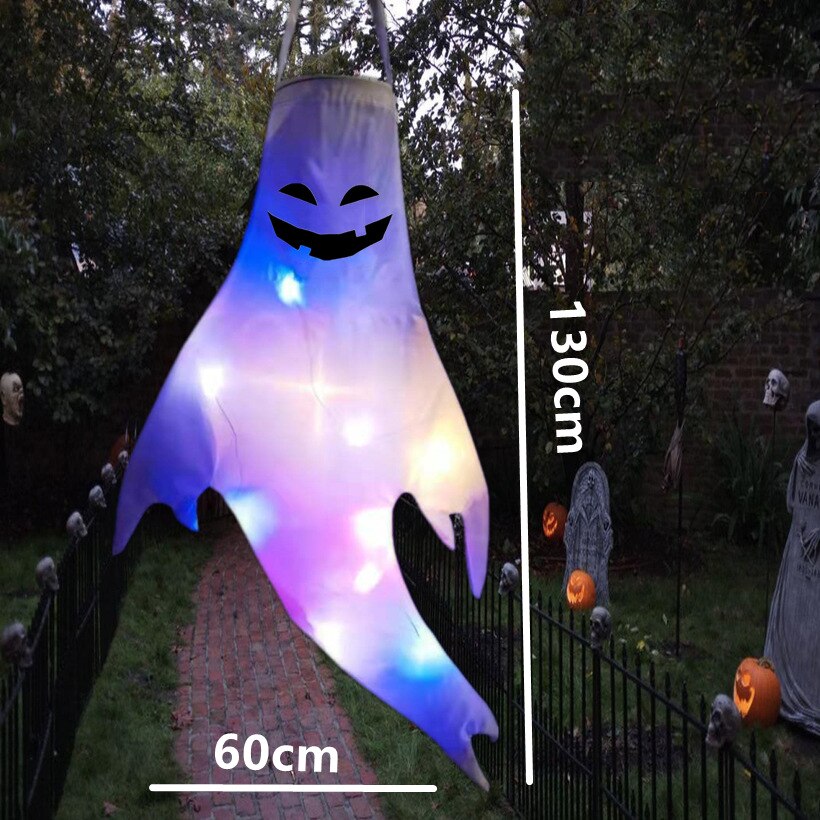 130/42cm Large Size LED Halloween Ghost Outdoor Light Festival Dress Up Skeleton Horror Hanging Glowing Halloween Party Decor