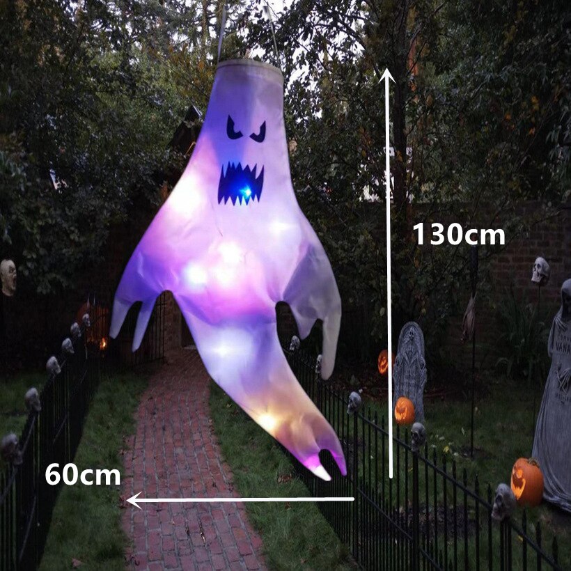 130/42cm Large Size LED Halloween Ghost Outdoor Light Festival Dress Up Skeleton Horror Hanging Glowing Halloween Party Decor