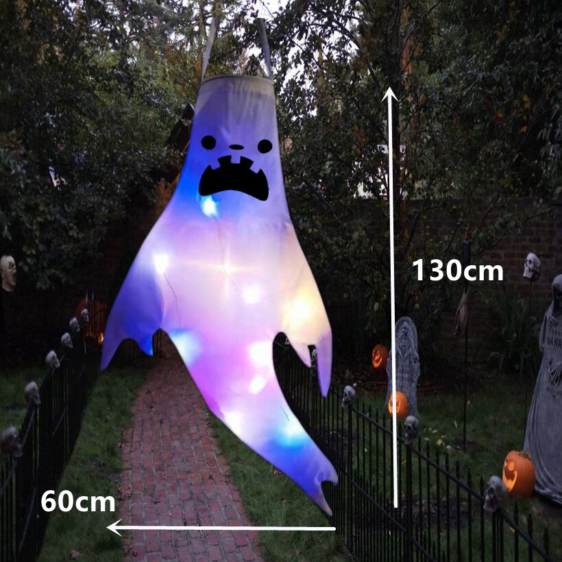 130/42cm Large Size LED Halloween Ghost Outdoor Light Festival Dress Up Skeleton Horror Hanging Glowing Halloween Party Decor