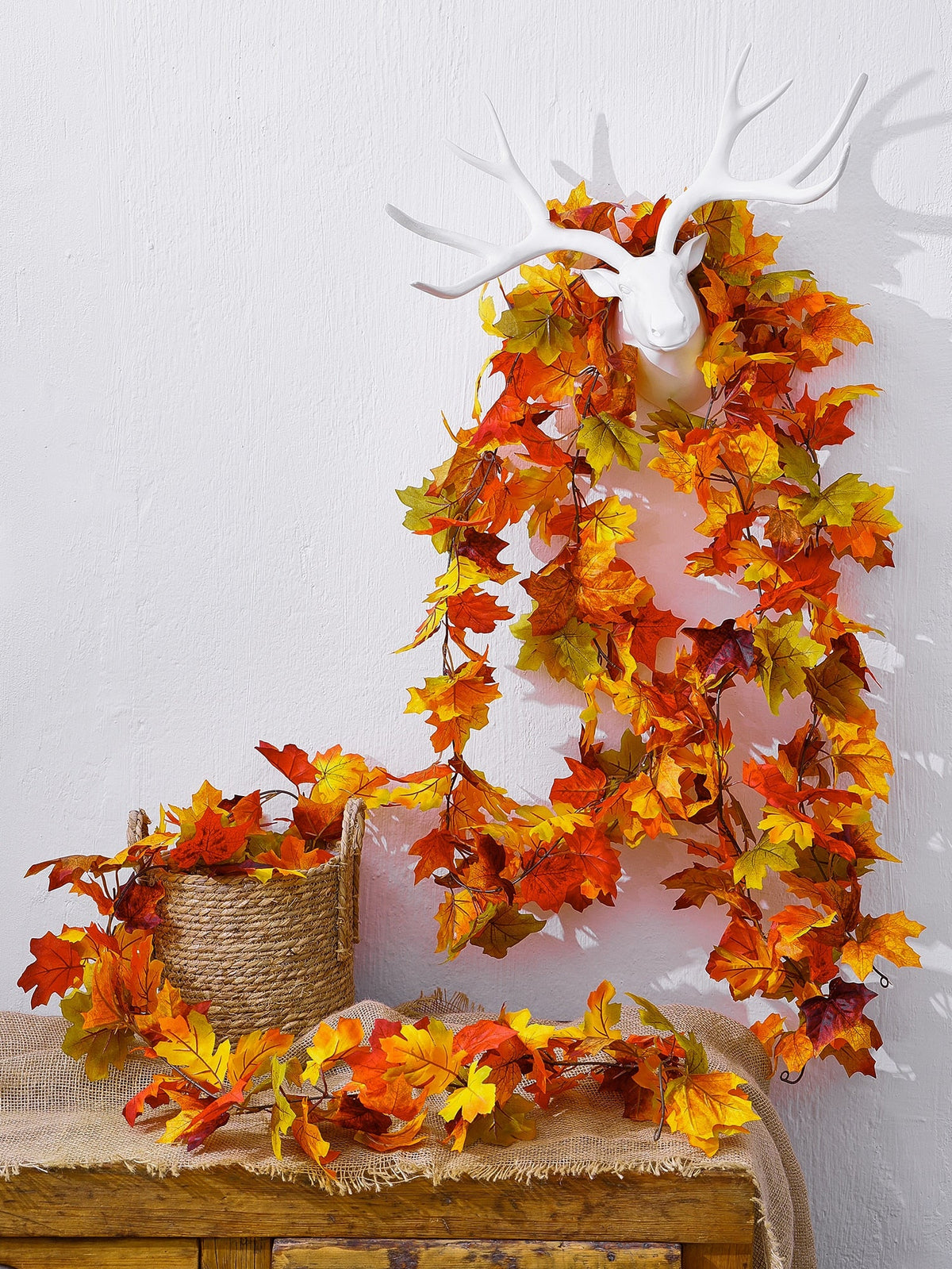 175cm Autumn Decoration Artificial Maple Leaves Garland Vine Thanksgiving Halloween Garden For Wedding Party Home Fall Decor