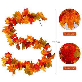 175cm Autumn Decoration Artificial Maple Leaves Garland Vine Thanksgiving Halloween Garden For Wedding Party Home Fall Decor