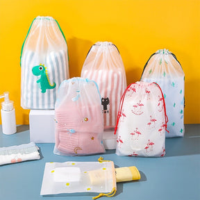 1pc Cartoon Drawstring Storage Bags Travel Shoes Clothes Underwear Towel Cosmetic Bag Portable Waterproof Organizer Toiletry Bag