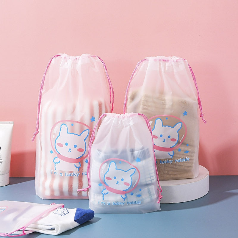 1pc Cartoon Drawstring Storage Bags Travel Shoes Clothes Underwear Towel Cosmetic Bag Portable Waterproof Organizer Toiletry Bag
