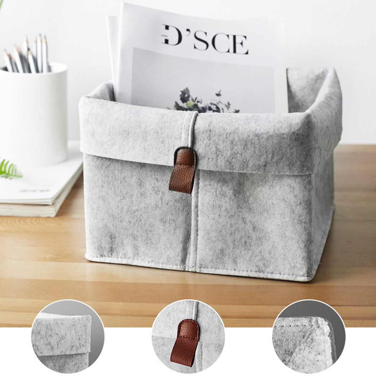 1pc Nordic Felt Storage Basket Living Room Tea Table Black Gray Sundries Storage Basket Cloth Felt Storage Box Bedroom Socks