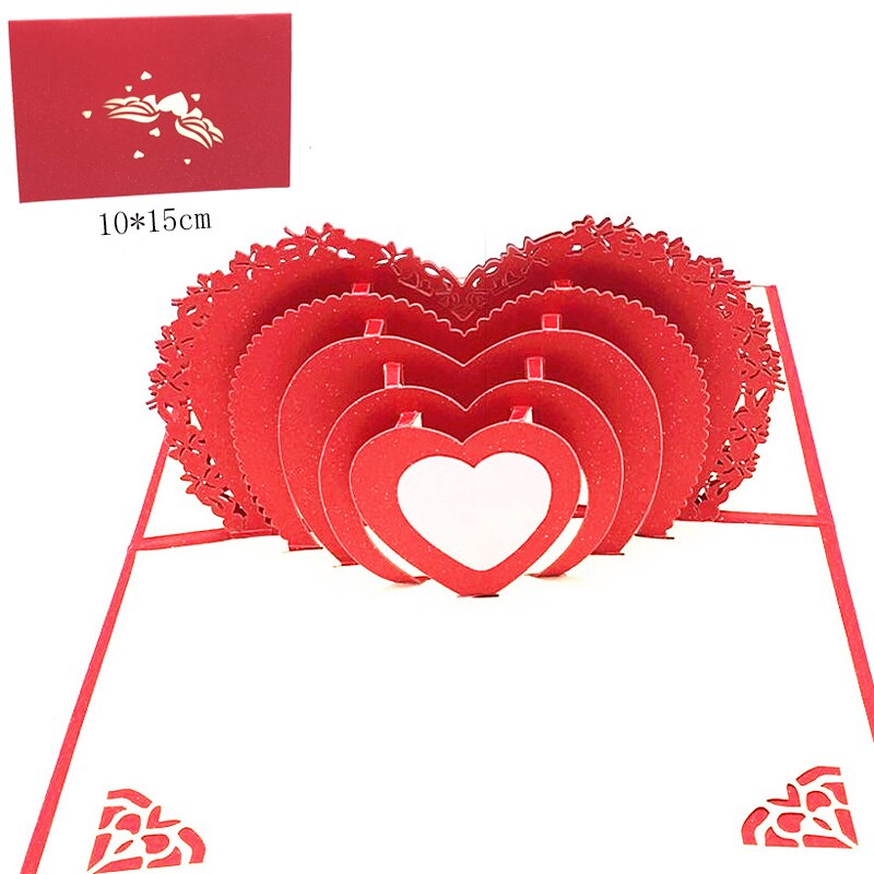 1pcs 3D Pop Up Greeting Cards With Envelope Laser Cut Post Card For Birthday Christmas Valentine' Day Party Wedding Decoration