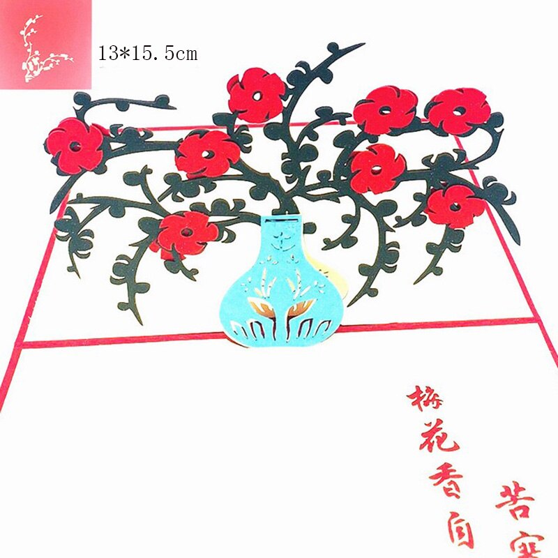 1pcs 3D Pop Up Greeting Cards With Envelope Laser Cut Post Card For Birthday Christmas Valentine' Day Party Wedding Decoration