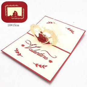 1pcs 3D Pop Up Greeting Cards With Envelope Laser Cut Post Card For Birthday Christmas Valentine' Day Party Wedding Decoration