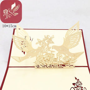 1pcs 3D Pop Up Greeting Cards With Envelope Laser Cut Post Card For Birthday Christmas Valentine' Day Party Wedding Decoration