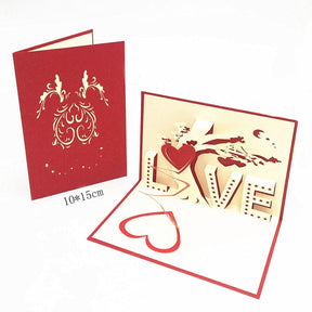 1pcs 3D Pop Up Greeting Cards With Envelope Laser Cut Post Card For Birthday Christmas Valentine' Day Party Wedding Decoration