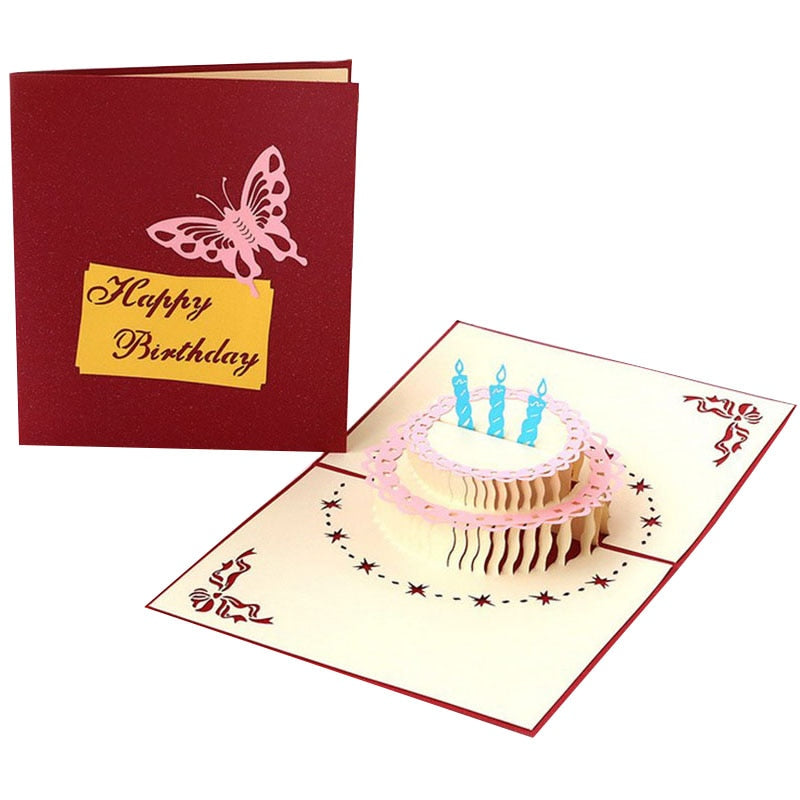 1pcs 3D Pop Up Greeting Cards With Envelope Laser Cut Post Card For Birthday Christmas Valentine' Day Party Wedding Decoration