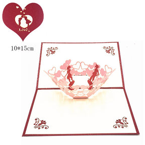 1pcs 3D Pop Up Greeting Cards With Envelope Laser Cut Post Card For Birthday Christmas Valentine' Day Party Wedding Decoration