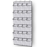 1x 24 Grid Wall-mounted Sundries Shoe Organiser Fabric Closet Bag Storage Rack Mesh Pocket Clear Hanging Over The Door Cloth Box