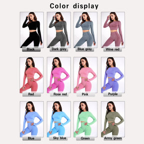 2/3/5PCS Seamless Women Yoga Set Workout Sportswear Gym Clothing Fitness Long Sleeve Crop Top High Waist Leggings Sports Suits