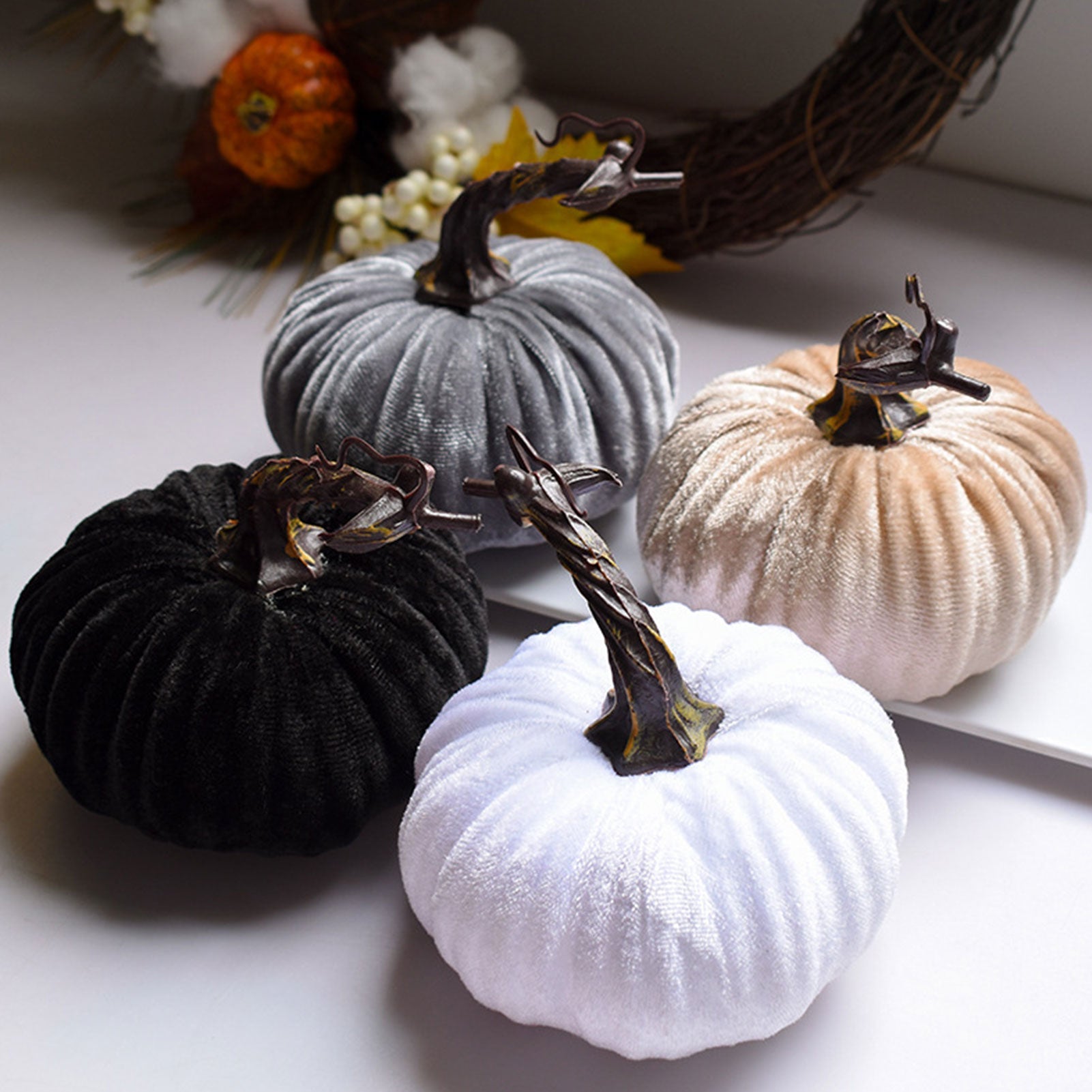 2022 Fake Velvet Pumpkin Halloween Decoration Pumpkins Small Foam Pumpkins Autumn Table Decor Thanksgiving Photography Props