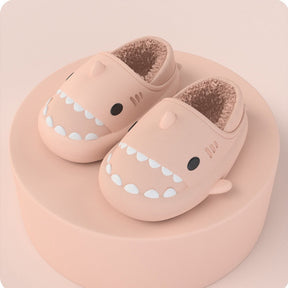 2022 Hot Cartoon Shark Cotton Slippers Adults Kids Warm Winter Cute Shoes Parents Children Waterproof Indoor Outdoor Plush Soft