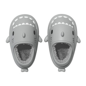 2022 Hot Cartoon Shark Cotton Slippers Adults Kids Warm Winter Cute Shoes Parents Children Waterproof Indoor Outdoor Plush Soft