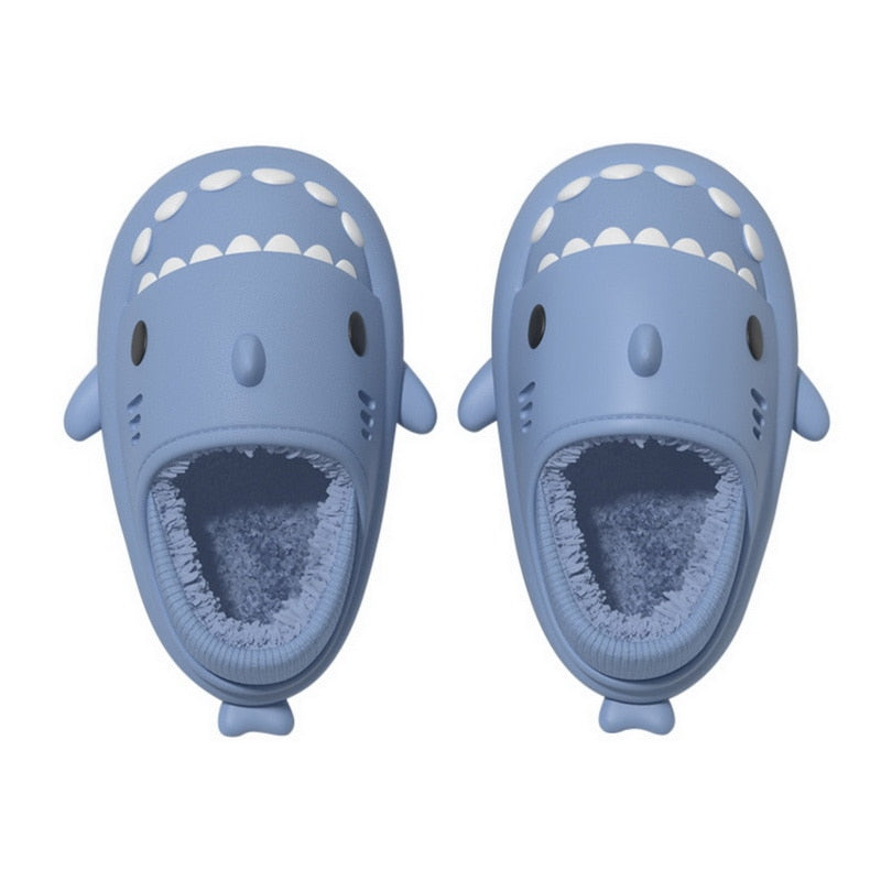 2022 Hot Cartoon Shark Cotton Slippers Adults Kids Warm Winter Cute Shoes Parents Children Waterproof Indoor Outdoor Plush Soft