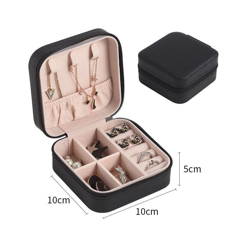 2022 Jewelry Box PU Leather Jewellery Storage Earring Boxes Packaging Storage Display Case Organizer for Home Travel Girl Gift