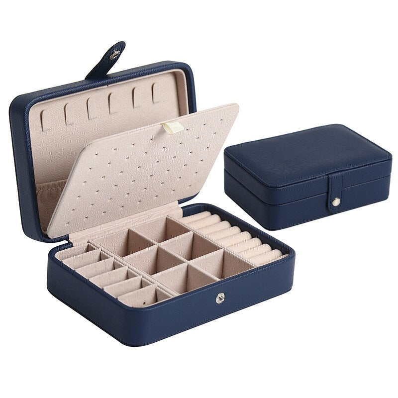 2022 Jewelry Box PU Leather Jewellery Storage Earring Boxes Packaging Storage Display Case Organizer for Home Travel Girl Gift