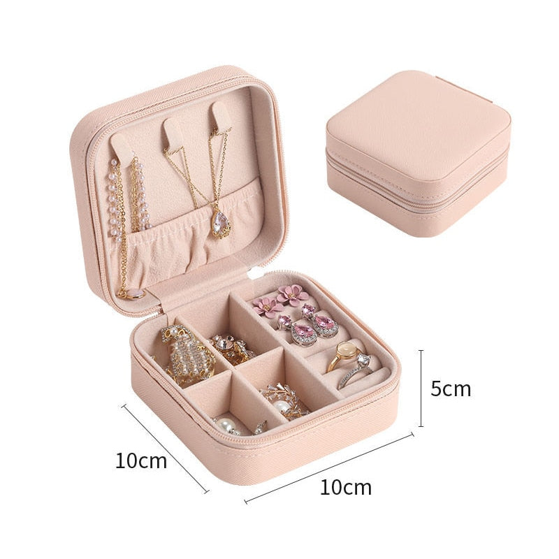 2022 Jewelry Box PU Leather Jewellery Storage Earring Boxes Packaging Storage Display Case Organizer for Home Travel Girl Gift