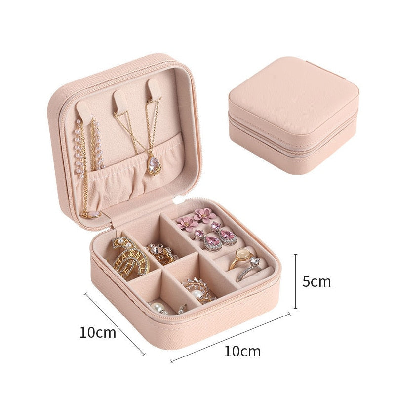 2022 Jewelry Organizer Display Travel Jewellery Case Boxes Travel Portable Jewelry Box Leather Storage Organizer Earring Holder