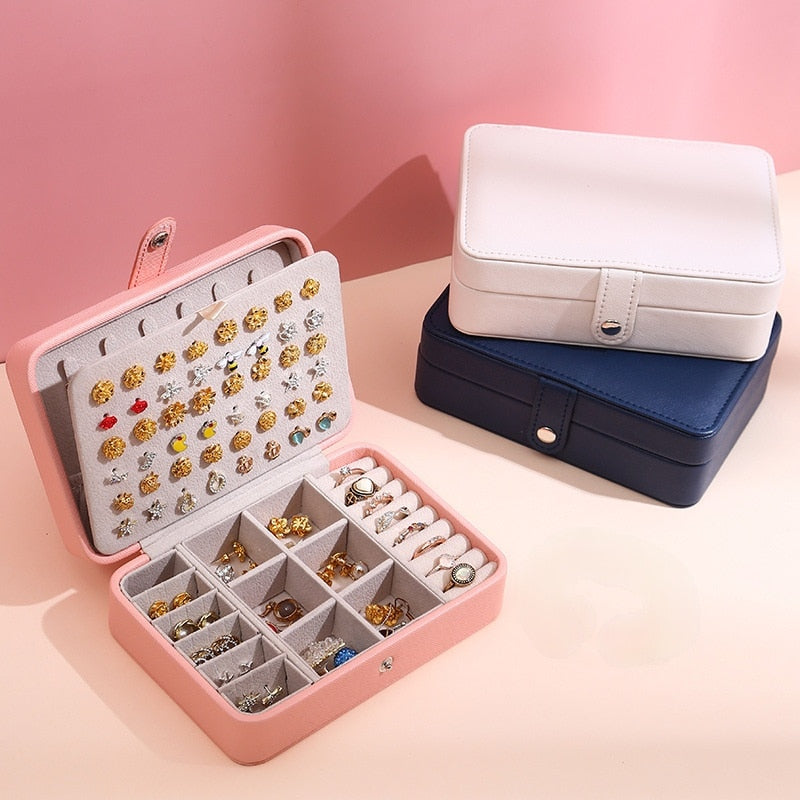 2022 Jewelry Organizer Display Travel Jewellery Case Boxes Travel Portable Jewelry Box Leather Storage Organizer Earring Holder