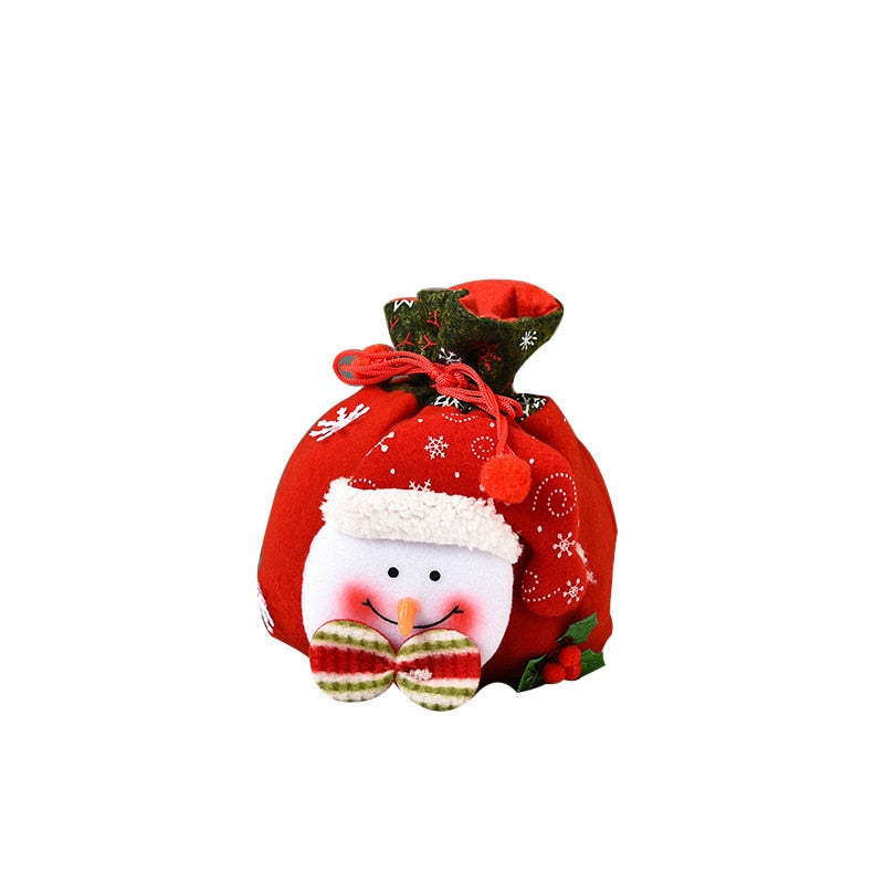 2022 New Christmas  Santa Sack Children Xmas Gifts Candy Stocking Bag Exquisite Santa Claus Printed Linen Christmas Candy Bag