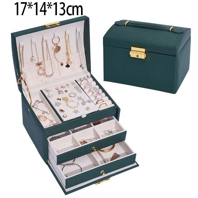 2022 New Double-Layer Velvet Jewelry Box European Jewelry Storage Box Large Space Jewelry Holder Gift Box