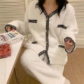 2022 New Pajamas Set Women Winter Coral Velvet Pyjamas Sets Sweet Cute Flannel Long Sleeve Female Homewear Nightwear