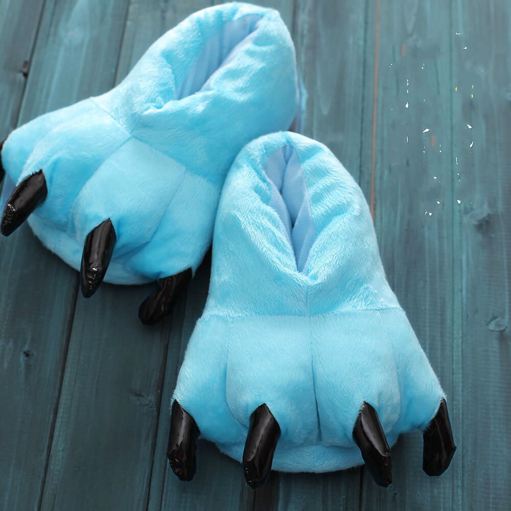 Winter Warm Soft Indoor Floor Slippers Women Men Children Shoes Paw Funny Animal Christmas Monster Dinosaur Claw Plush Home