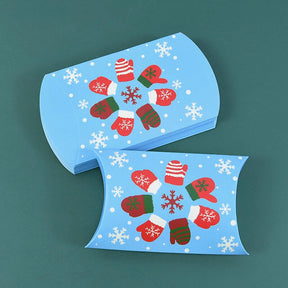 24/12pcs Christmas Pillow Shape Candy Box Merry Christmas Kraft Paper Gift Box Packging Kids Favors Happy New Year Navidad 2023