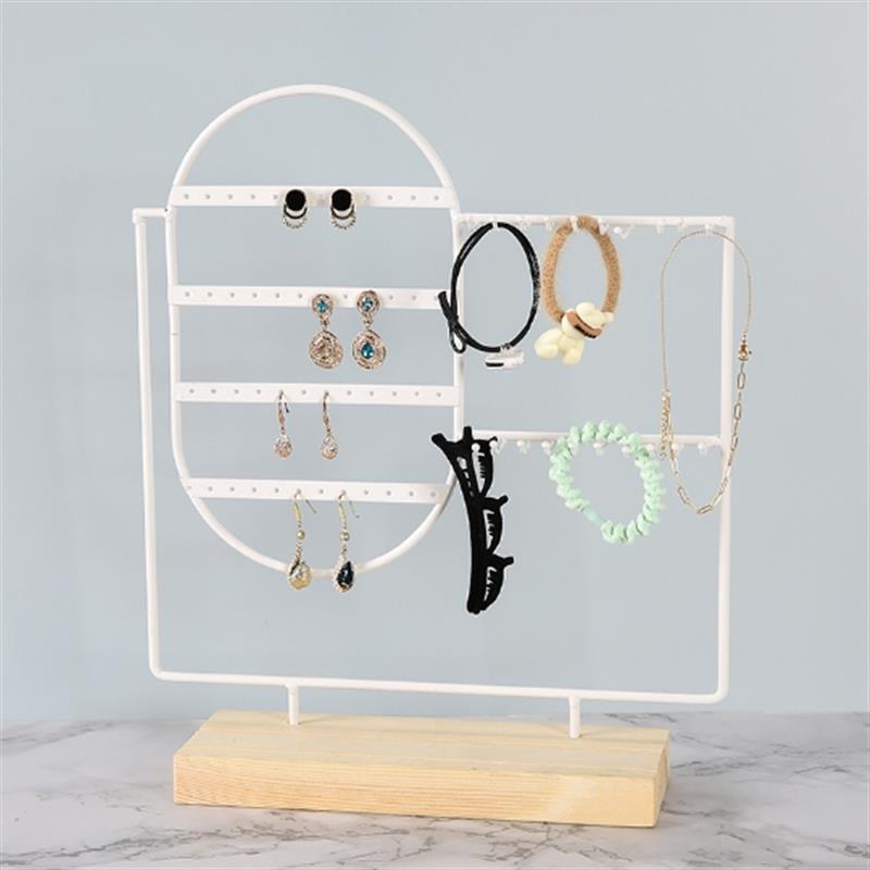 24/44/66 Holes Stand Jewelry Display Organizer Earrings Pendants Bracelets Jewelry Holder With Wooden Base Earrings Storage Rack