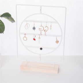 24/44/66 Holes Stand Jewelry Display Organizer Earrings Pendants Bracelets Jewelry Holder With Wooden Base Earrings Storage Rack