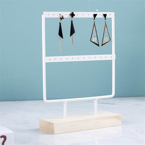 24/44/66 Holes Stand Jewelry Display Organizer Earrings Pendants Bracelets Jewelry Holder With Wooden Base Earrings Storage Rack