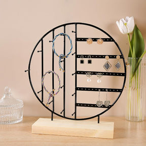 24/44/66 Holes Stand Jewelry Display Organizer Earrings Pendants Bracelets Jewelry Holder With Wooden Base Earrings Storage Rack