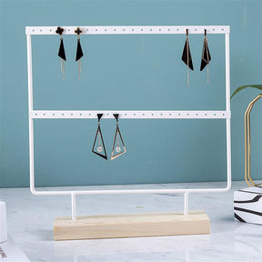 24/44/66 Holes Stand Jewelry Display Organizer Earrings Pendants Bracelets Jewelry Holder With Wooden Base Earrings Storage Rack