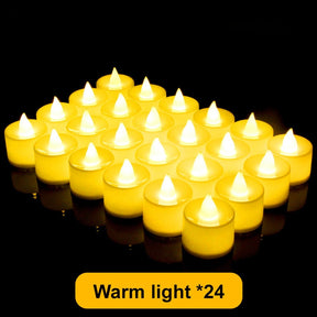 24/48pcs Flameless LED Tealight Electric Fake Candle in Warm White Flickering Bulb Wedding Light Romantic Votive Candles Lights