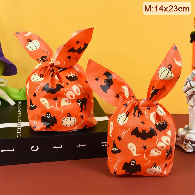 25/50pcs Halloween Candy Bags Pumpkin Bat Snack Biscuit Gift Bag Trick or Treat Kids Favors Halloween Party Decoration Supplies