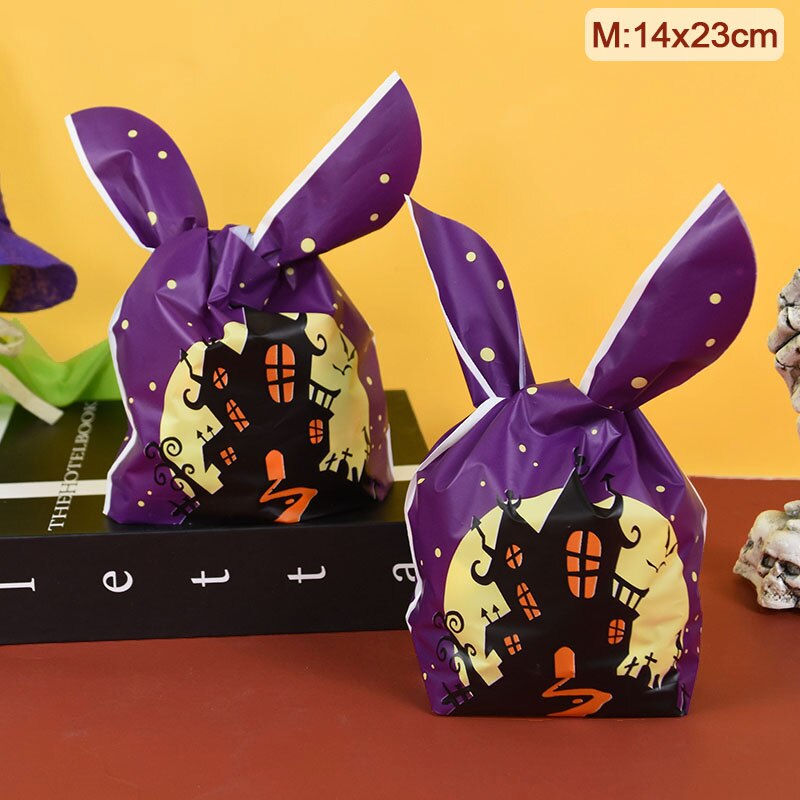 25/50pcs Halloween Candy Bags Pumpkin Bat Snack Biscuit Gift Bag Trick or Treat Kids Favors Halloween Party Decoration Supplies