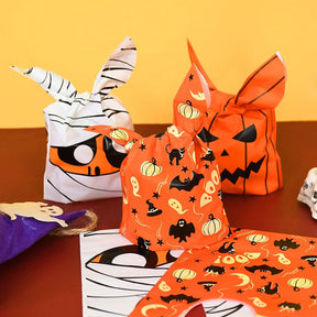 25/50pcs Halloween Candy Bags Pumpkin Bat Snack Biscuit Gift Bag Trick or Treat Kids Favors Halloween Party Decoration Supplies