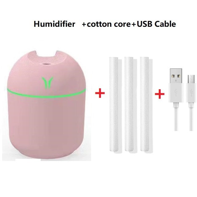 250ML Mini Air Humidifier USB Aroma Essential Oil Diffuser For Home Car Ultrasonic Mist Maker with LED Night Lamp Diffuser