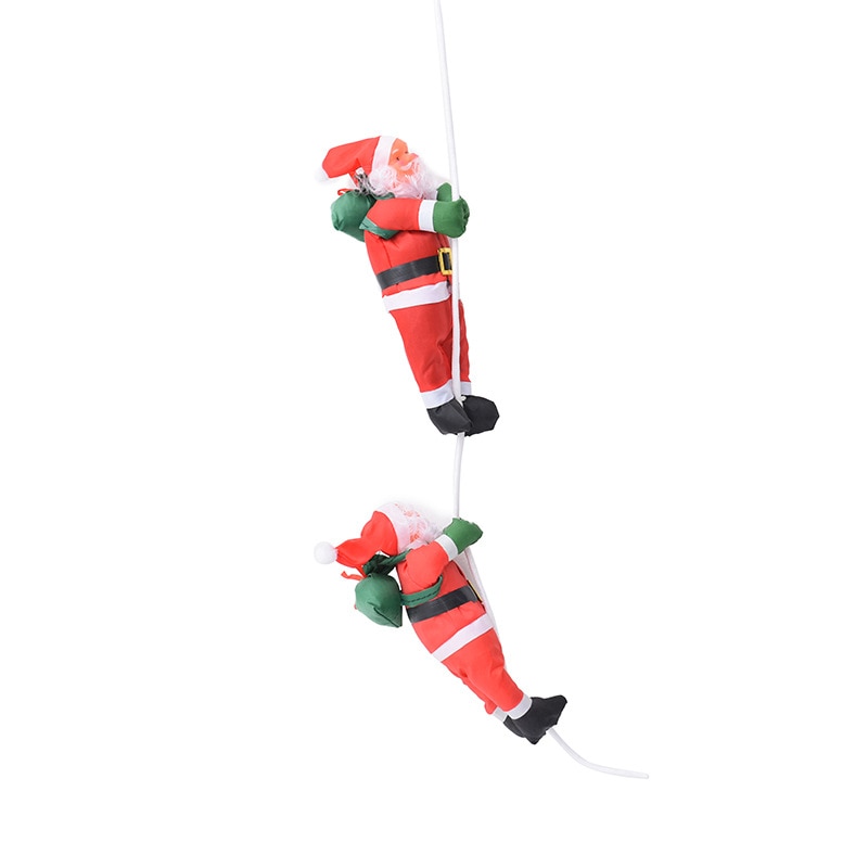 25CM Christmas Santa Claus Climbing on Rope Ladder Xmas Trees Hanging Ornament for Party Door Decor