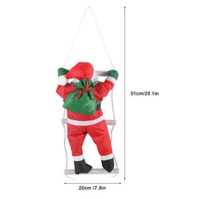 25CM Christmas Santa Claus Climbing on Rope Ladder Xmas Trees Hanging Ornament for Party Door Decor