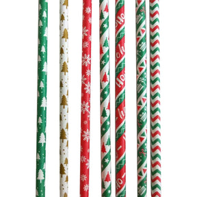 25pcs Christmas Paper Straws Snowflake Drinking Straw Merry Christmas Decorations for Home 2023 Xmas New Year Party Supplies