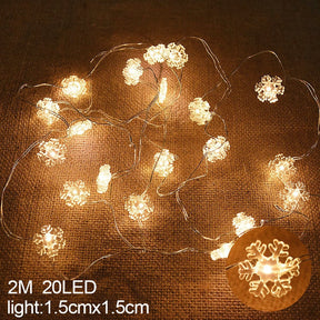 2M 20LED Santa Claus Snowflake LED Light String Christmas Decoration For Home Xmas Tree Ornament 2022 Navidad Kids Gift New Year