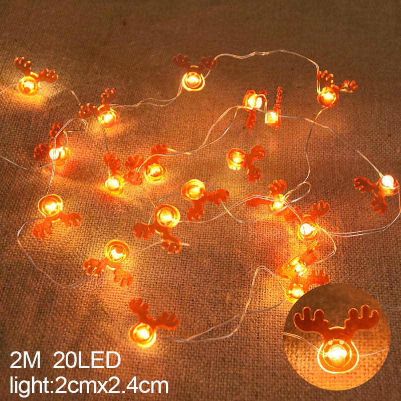 2M 20LED Santa Claus Snowflake LED Light String Christmas Decoration For Home Xmas Tree Ornament 2022 Navidad Kids Gift New Year