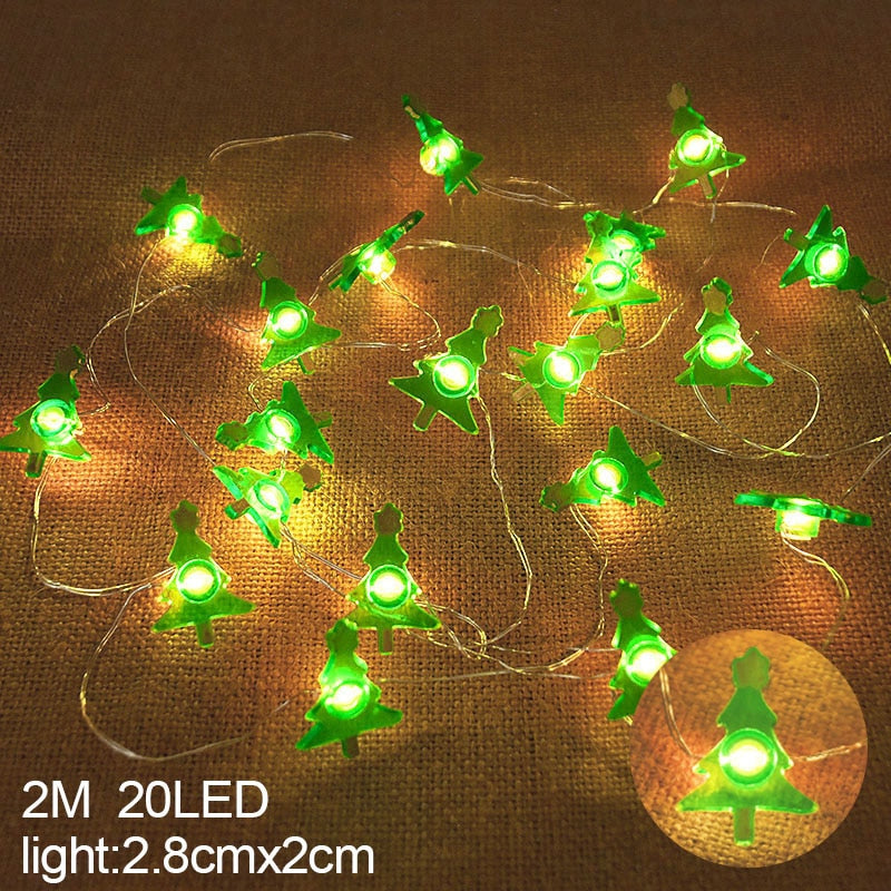 2M 20LED Santa Claus Snowflake LED Light String Christmas Decoration For Home Xmas Tree Ornament 2022 Navidad Kids Gift New Year