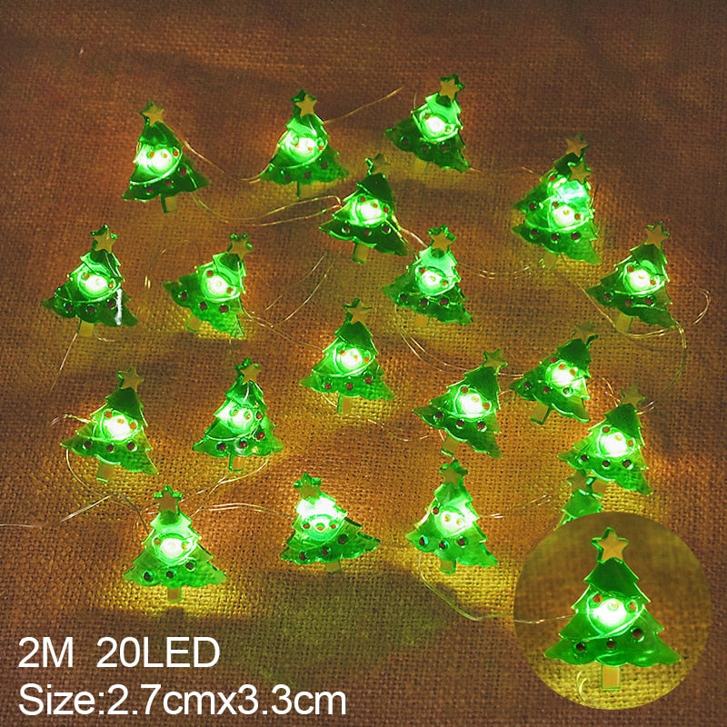 2M 20LED Santa Claus Snowflake LED Light String Christmas Decoration For Home Xmas Tree Ornament 2022 Navidad Kids Gift New Year