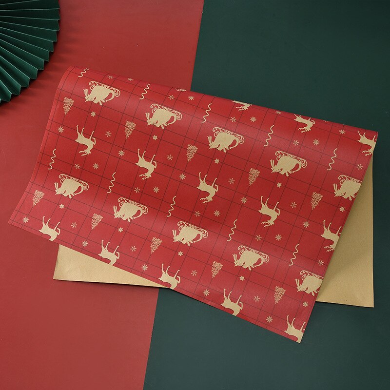 2Pcs/Set 50*70cm christmas gift wrapping paper Thickened Christmas Kraft Paper flower wrapping paper gift box wrapping paper